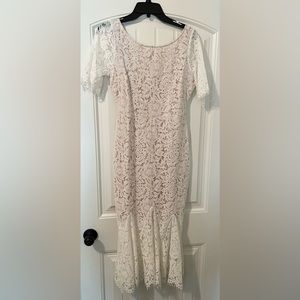 White lace fit and flare dress